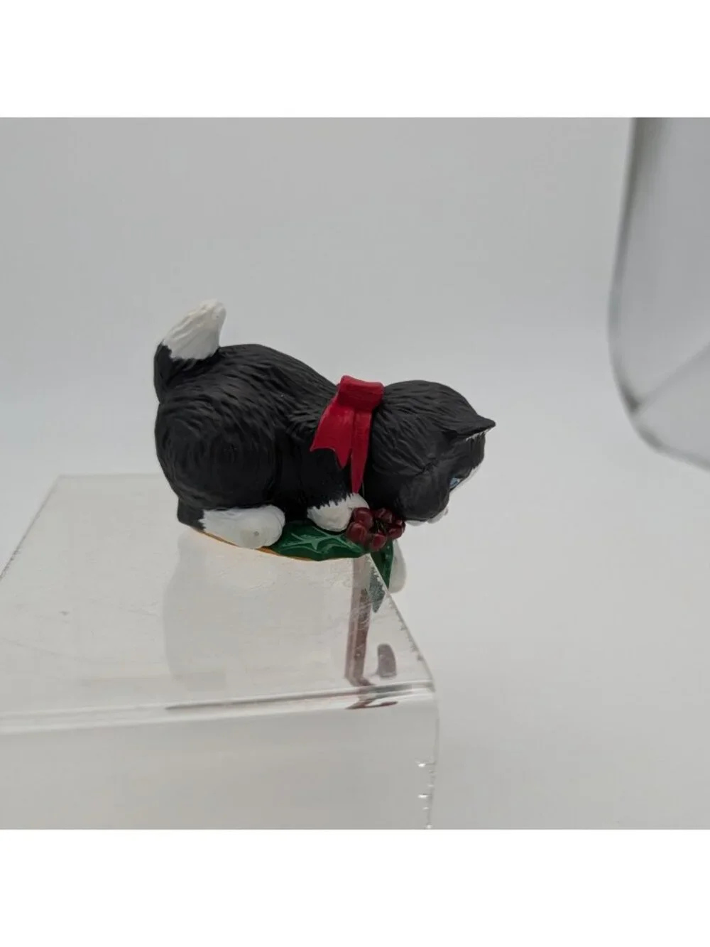 Hallmark Ornament 1988 Kitty Cat Stocking Hanger VINTAGE Black Cat Christmas